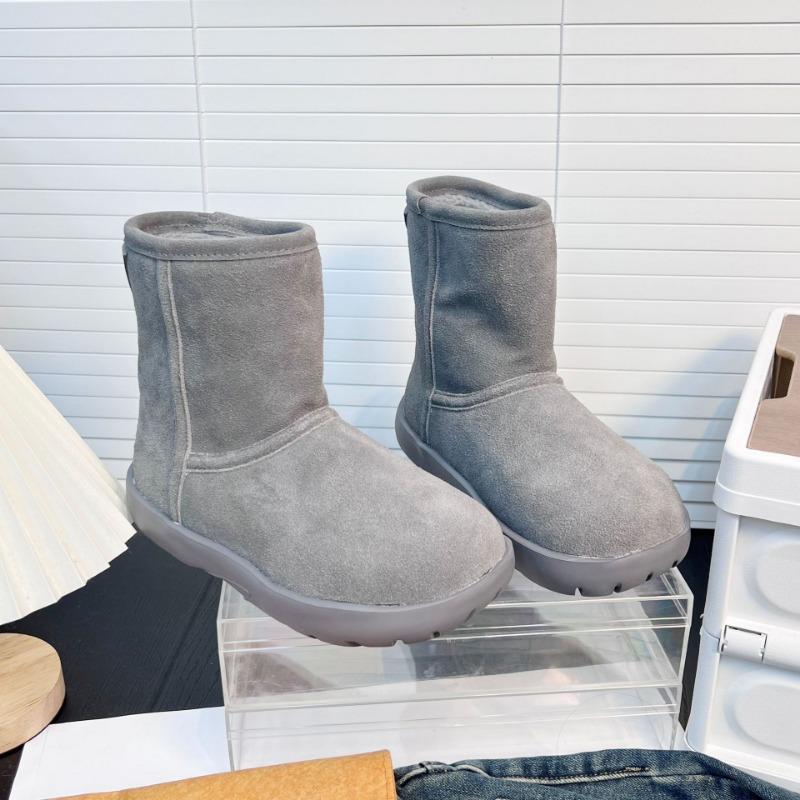 Leather Platform Snow Boots Women's Winter New Velvet Warm Non-slip Round Head Versatile Thickened Sleeve Cotton Shoes