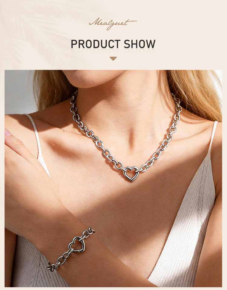 Collier ras-du-cou Choker en Acier Inoxydable avec Fermoir Cœur pour Femmes Hommes Chaîne Maillons Cubains Épais Punk Hip Hop Bijoux Cadeau