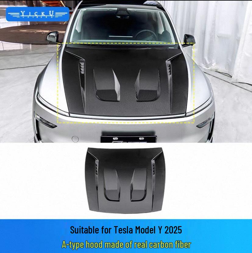 Tesla Model YL CMST Style Real Carbon Fiber Front & Rear Lip Hood Kit