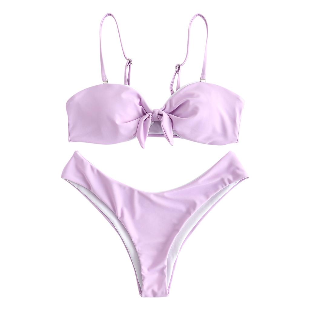 

(SU)Модный сексуальный женский купальник с пуш-ап, однотонный купальник, пляжная одежда S фиолетовый