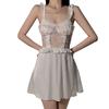 Women's Lace Ruched Padded Cami Sleep Dress with Robe Lounge Set