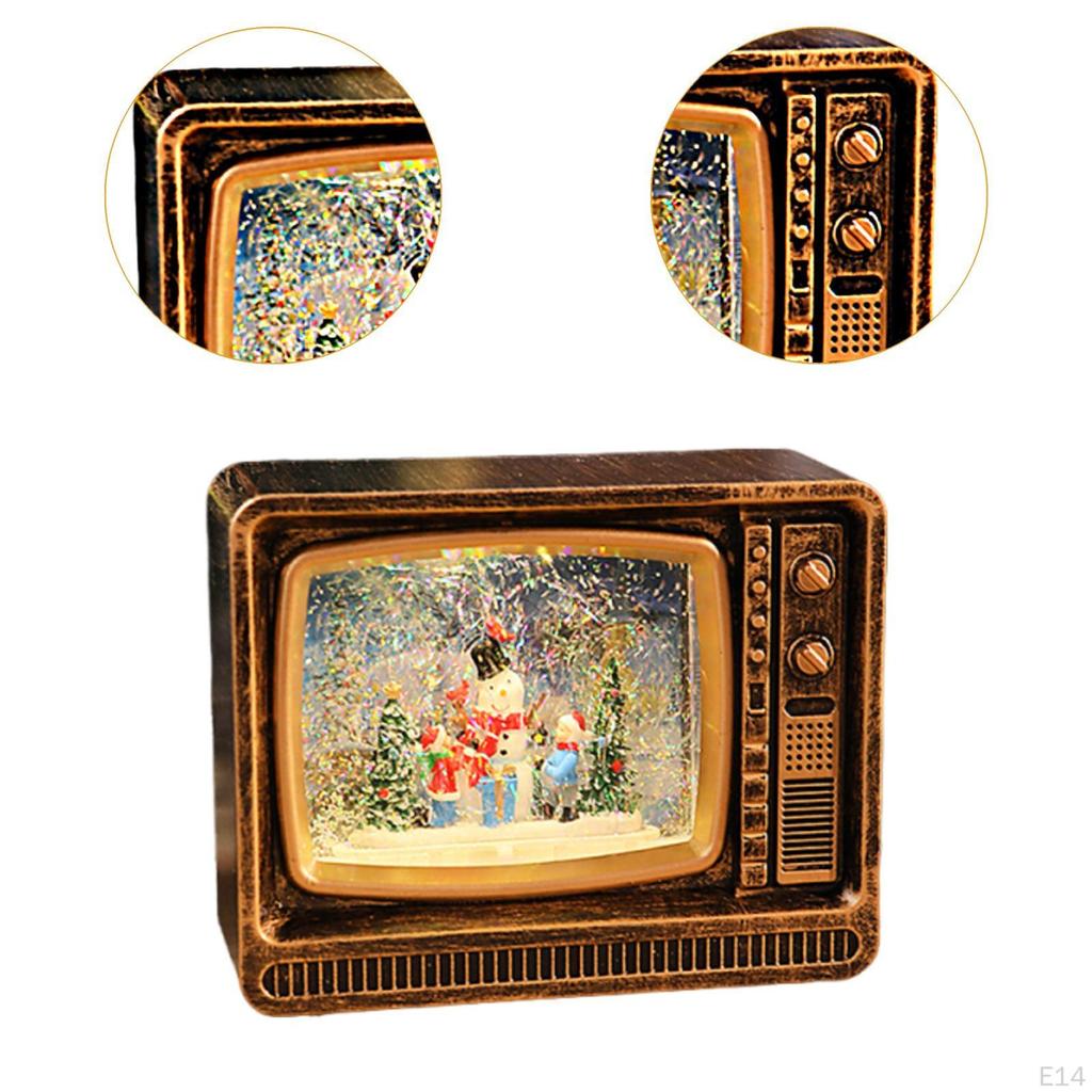 Lantern with Music Box, Snow Globe Ornament, Original , Light-Up TV Effect, Festive And