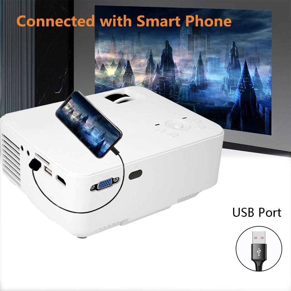 Full HD 1080P LED Projector 176'' Display Supported Portable 7000 Lumens Multimedia LCD Lamp Life Compatible with TV