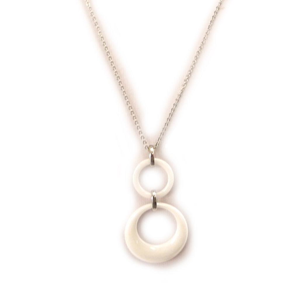 Altesse [L2135] - Collier acier 'Chorégraphie' céramique blanc