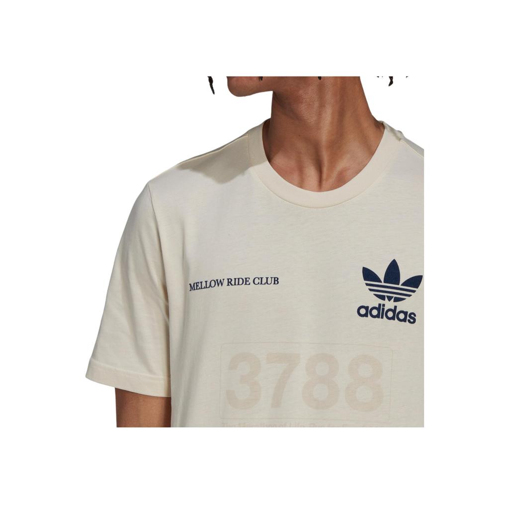 adidas Originals Trebfoil Logo Print Crew Neck Short Sleeve T-Shirt Men Tops Off-White HL9277