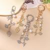 New Rhinestones Star Keychain Pearl Beaded Key Ring Pendants for Women Girls Handbag Decor DIY Handmade Jewelry Gifts