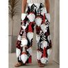 Lady Christmas Gnome with Plaid Print Winter Trousers- Casual and Loose Fit with Pockets, Suitable for Holiday Parties and Daily Wear