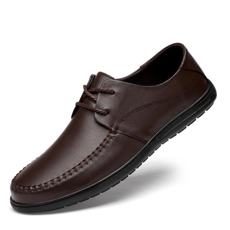 

Spring new men s shoes business casual leather shoes men s Korean version casual shoes soft-soled driving shoes Doudou shoes trendy shoes 36 коричневий