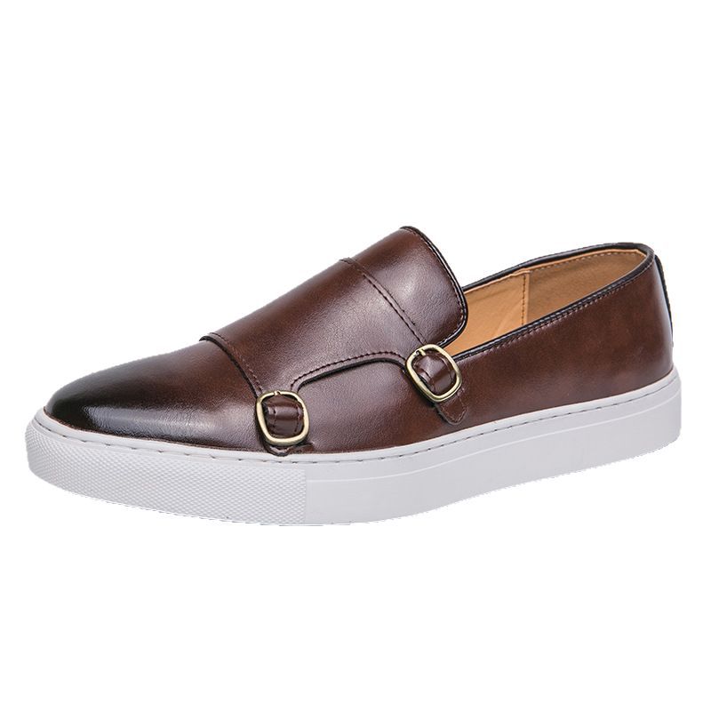 

Designer New Shoes for Men Leather Casual Shoes British Style Concise Monk Strap Shoes Street Cool Slip-on Loafers 46