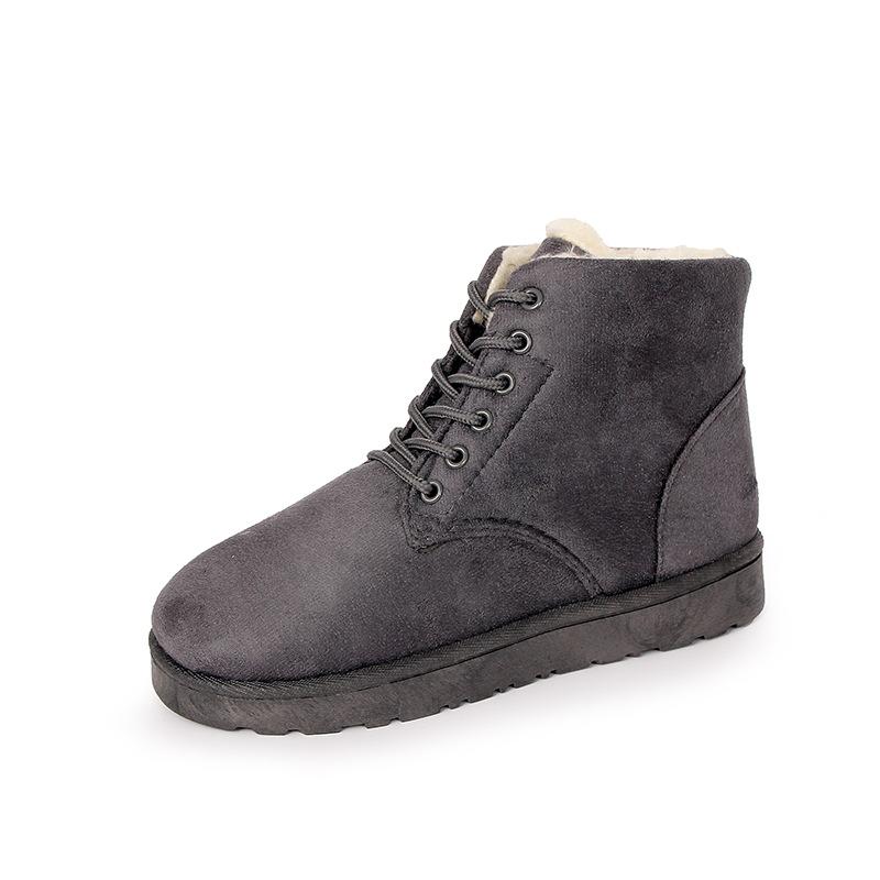 Autumn and Winter Students Snow Boots Women's Short Boots Short Thermal Boots Lace-up Flat Heel Cotton Shoes Direct Supply