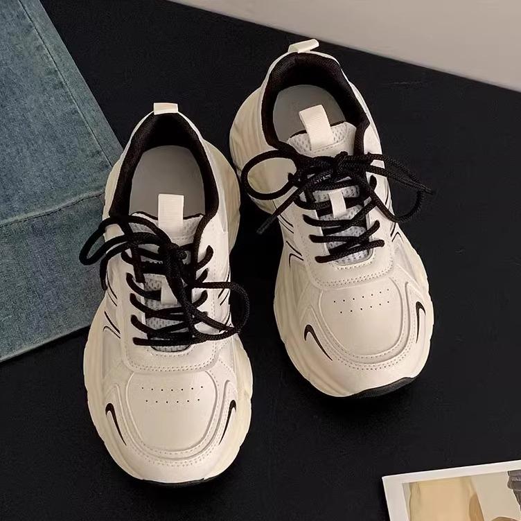 Platform Dad Shoes Women's 2025 New Spring Women's Shoes Popular Versatile Casual Sports Shoes Heightening White Shoes