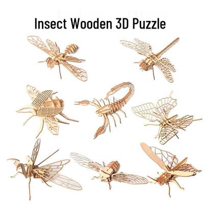 3D Wooden Insect Animal Jigsaw Puzzle for Kids – Educational DIY Laser-Cut Model
