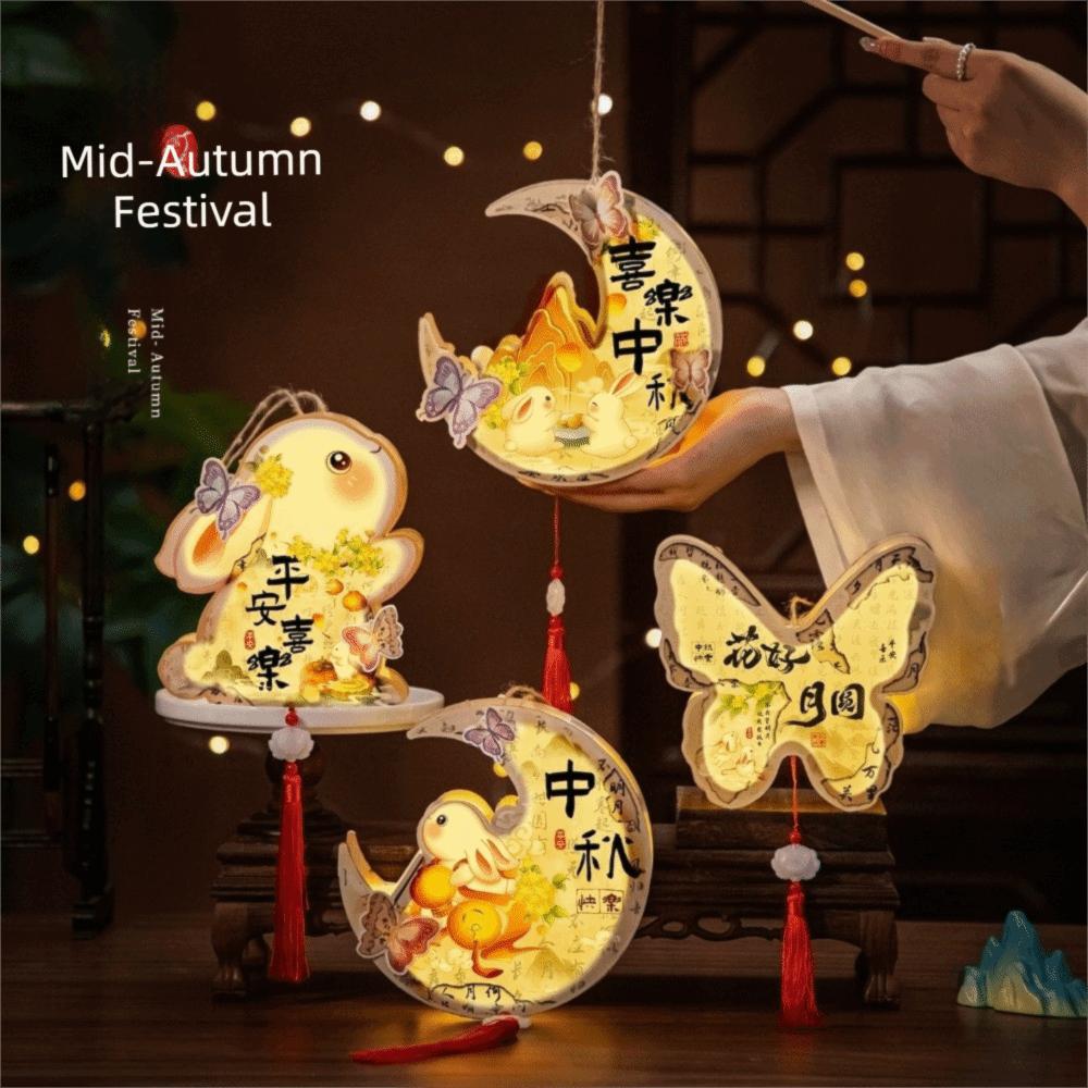 Cartoon Mid-Autumn Festival Lantern Glowing Lantern DIY Material Package Rabbit Lanterns Chidlren