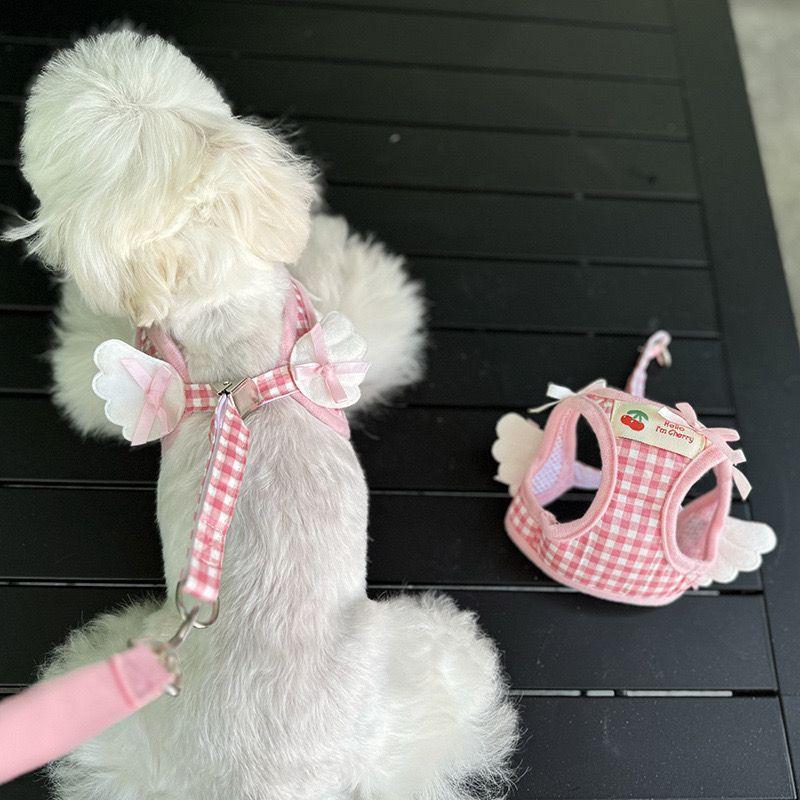 Verstellbares Hundegeschirr mit Leine Set Kleine Rassen wie Pudel Bichon Frise Komfort Passform Brustgurt Laufen