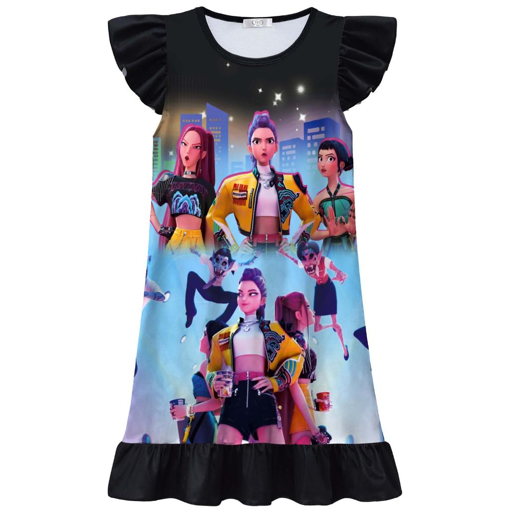 New Witch Hunt Group Printed Costume Medium University Boy Feifei Sleeve Ruffled Nightdress