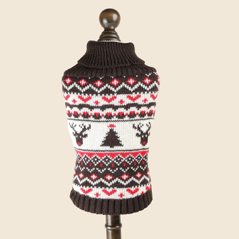 Christmas Reindeer Jacquard Knit Dog Sweater Teddy Bear Poodle Panda Cat Winter Thick Warm Pet Clothing