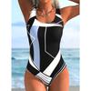 Costume da Bagno Intero Estivo Sexy a Strisce, Vestibilità Aderente e Modellante, Schiena Profonda a U, Costume da Bagno alla Moda Accattivante per Spiaggia, Piscina, Vacanze