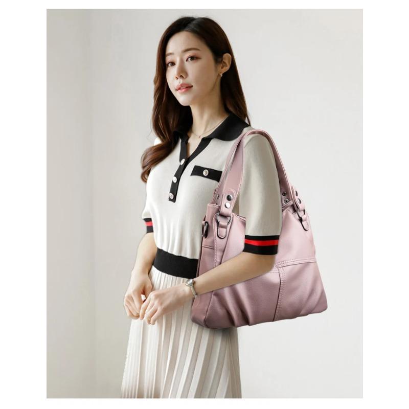 High Quality Soft Leather Handbags for Women 2023 Vintage Women's Shoulder Messenger Bag Luxury Large Capacity Female Sac A Main