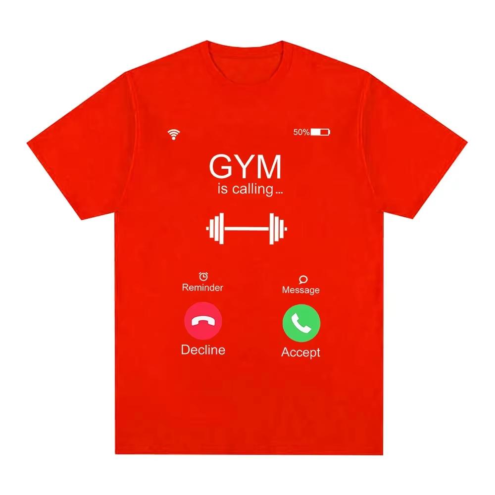 Incoming Call Gym Is Calling Funny TShirt Unisexs Women Fashion Casual Tshirt Cotton Loose Short Sleeve T Shirts Tops Streetwear