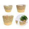 Straw Weaving Plant Pots Containers Hand Woven Plant Pots Cover Leak-Proof Garden Pots Container for Indoor Outdoor Garden
