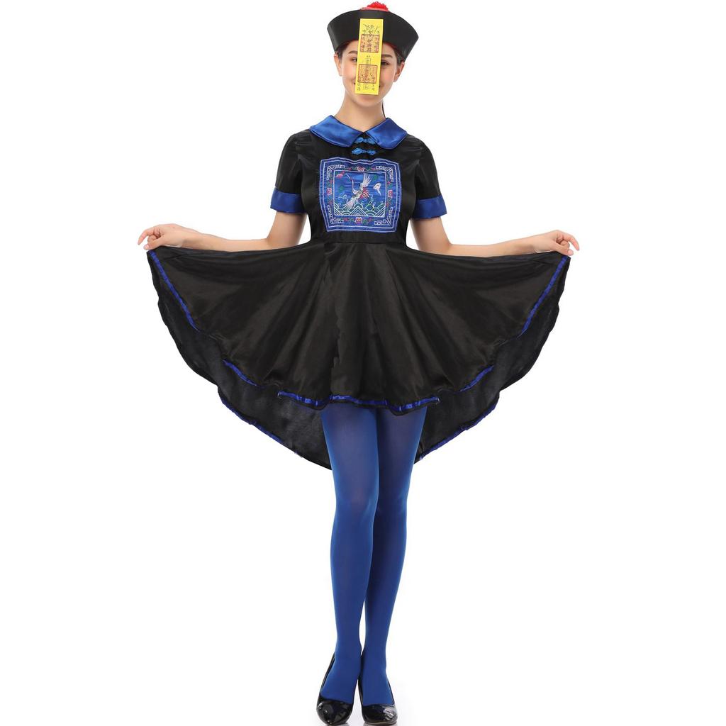 Code Halloween female zombie dress costume cospay Chinese Qing Dynasty ghost festival vampire zombie parent-child costume