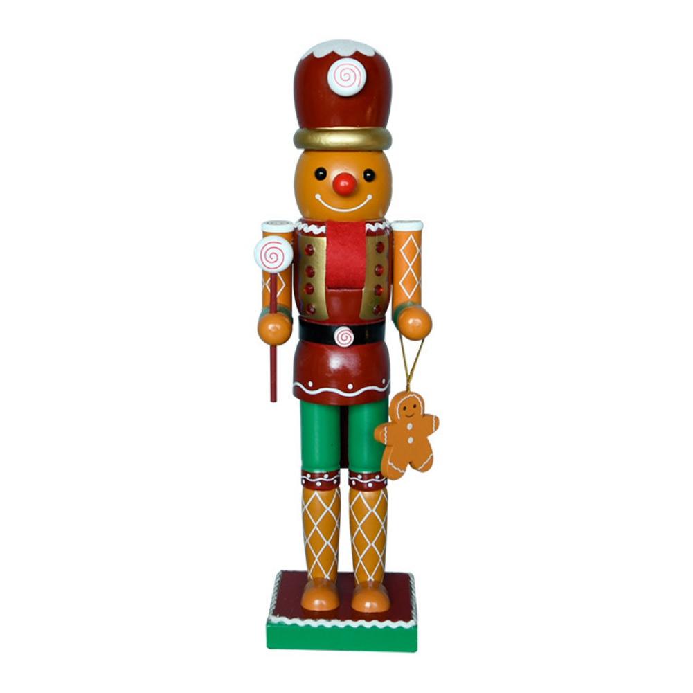 35Cm Nutcracker Soldier Wooden Ornaments Cute Gingerbread Man Christmas Decoration Hand-Painted Desktop Figurine For Home Decor