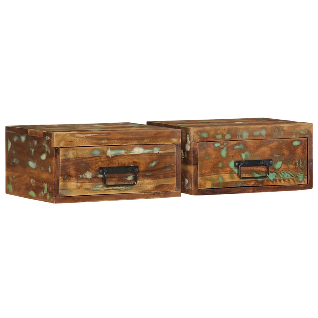 Wall Mounted Nightstands (2 pcs) Solid Reclaimed Wood