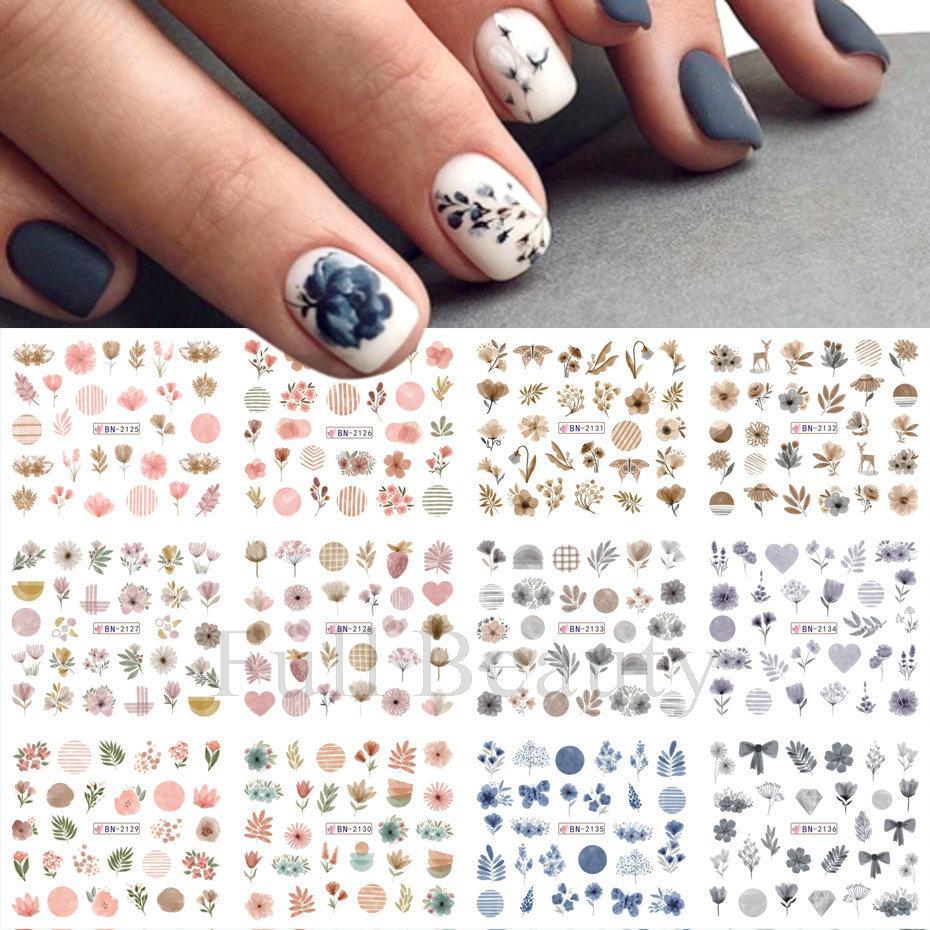 Nail Art Sticker, Spring And Summer Flower And Grass Series, Zou Ju Flower Watermark Nail Sticker