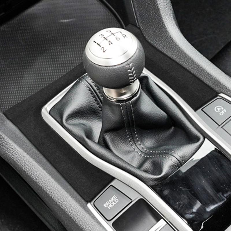 For Honda Civic 10th 2016- Red Suede Manual Gear Shift Surround Panel Decorative Cover Car Interior Modification Accessories