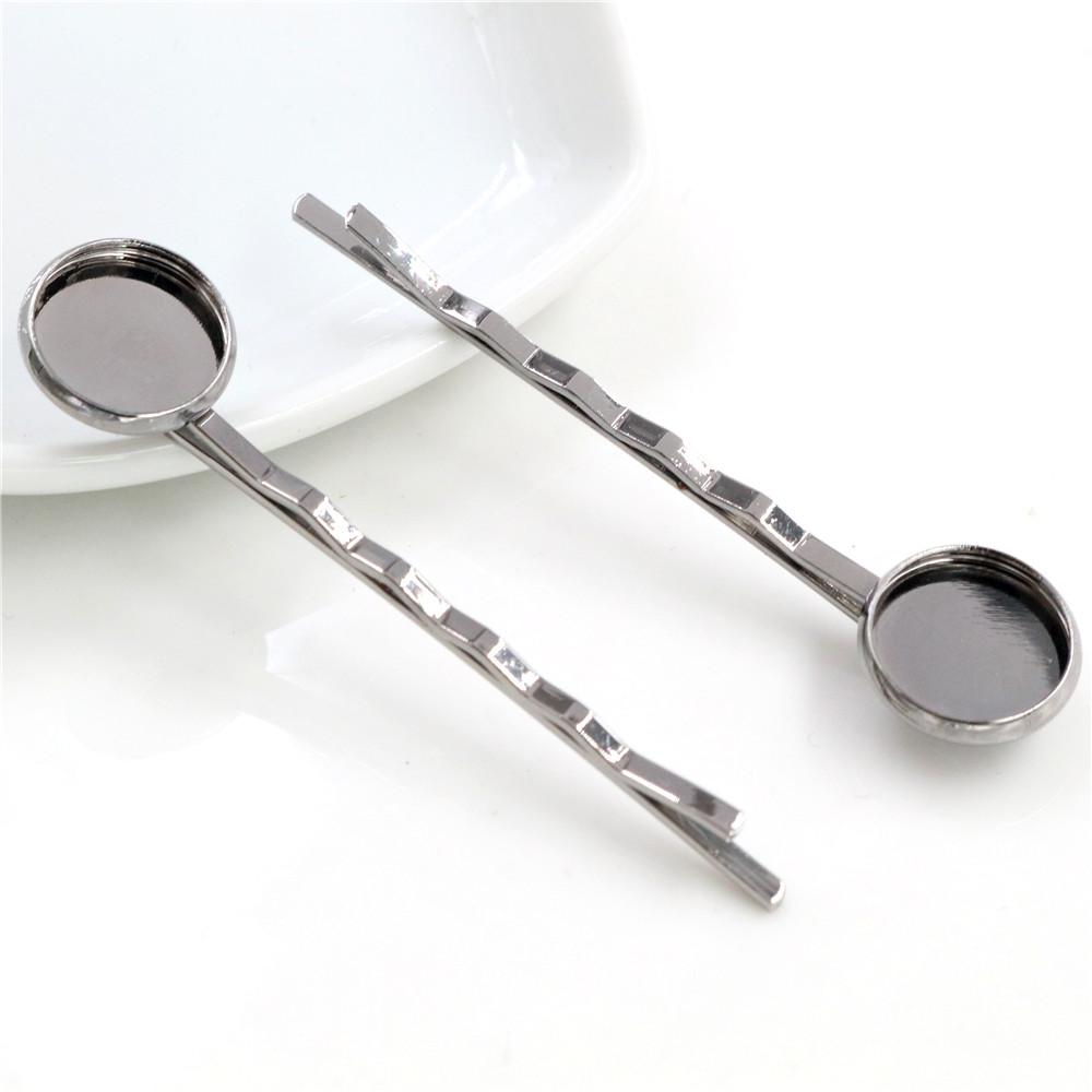 12mm 10pcs High Quality Classic 8 Colors Plated Copper Material Hairpin Hair Clips Hairpin Base Setting Cabochon Cameo