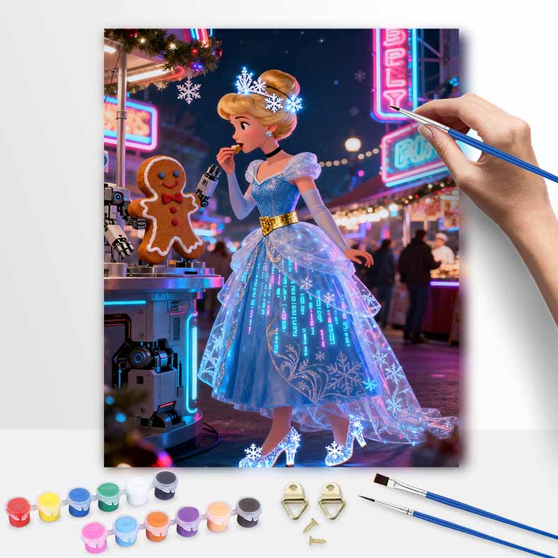 Disney Princess Winter Fairytale Oil Paint Digital Painting Art Kit FillIn Painting Home Decor 20x30cm
