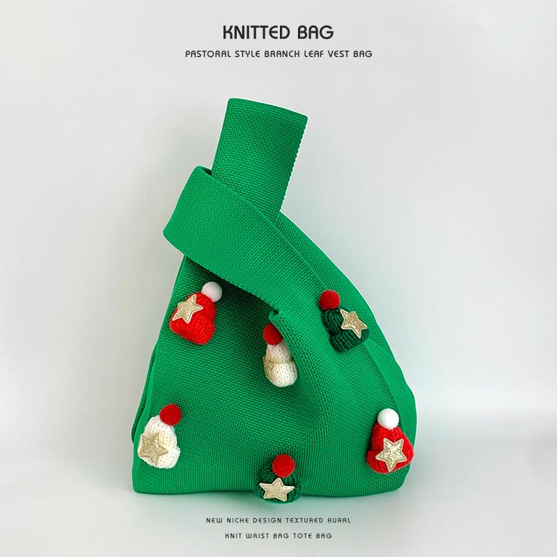 

Симпатичная вязаная женская сумочка - маленькая квадратная сумка на плечо и запястье, идеально подходит в качестве рождественского подарка/сувенира 2025 года