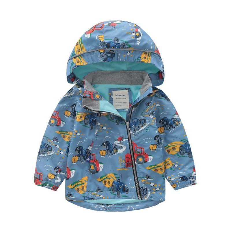 Boys and Girls Thick Windproof Hooded Oblique Zipper Shell Jacket