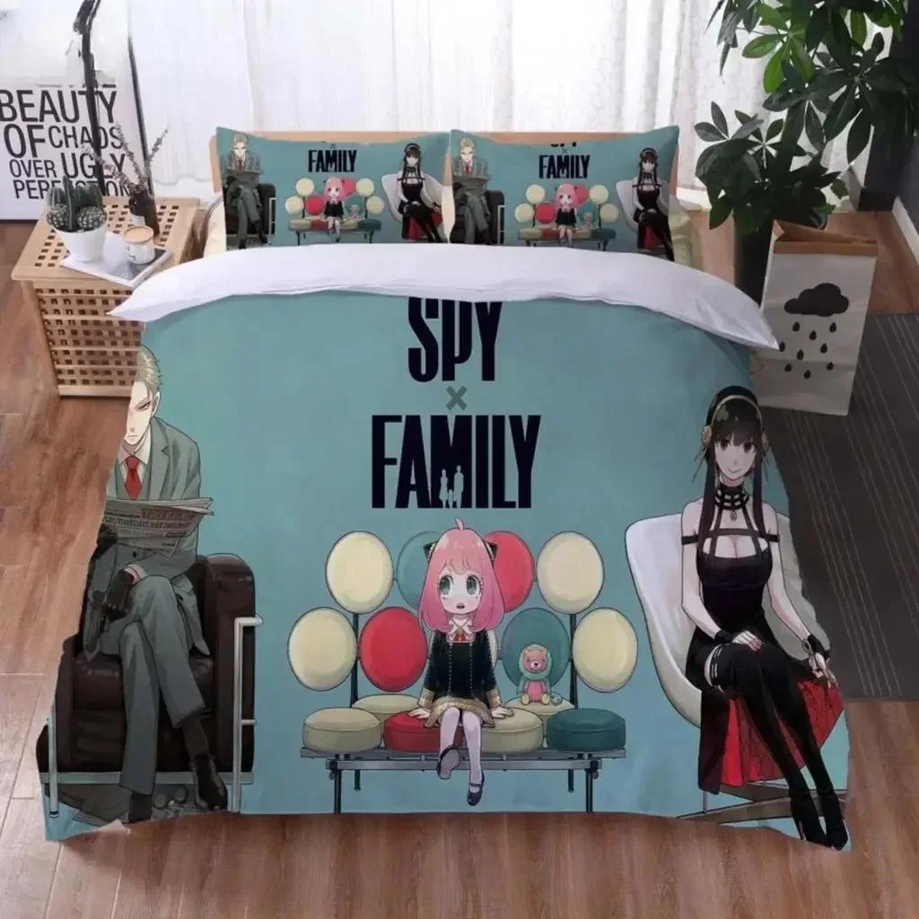 

SPY×FAMILY Аня Форджер Одеяло Принтованный Постельный Комплект Пододеяльник Наволочка Комплект Постельного Белья Льняная Простыня Покрывало Полный Полуторный Кинг Сайз 70x133cm 2pcs