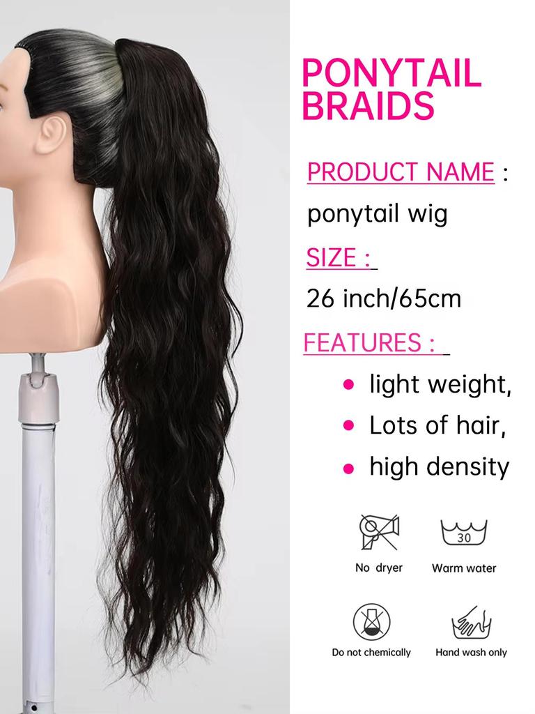 LOUIS FERRE Ponytail Extension, 26 Inch Drawstring Ponytail Hair Extensions for Women Long Curly Wavy Ponytail Multi-color Option for Daily