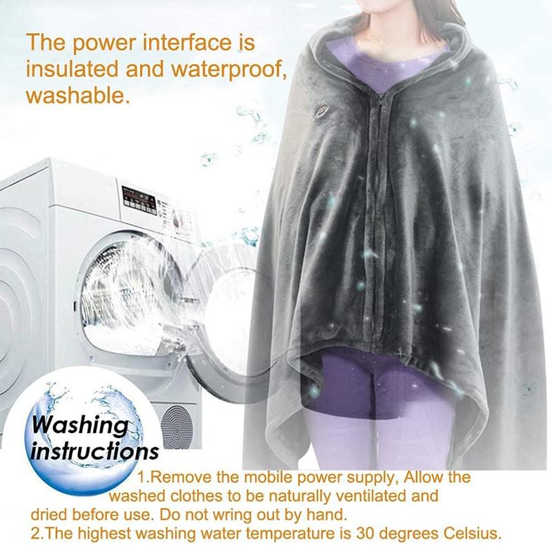 Usb Heated Warm Shawl Electric Heated Plush Blanket Heated Shawl Coral Flannel Heated Blanket Winter Cold Protection Body Warmer