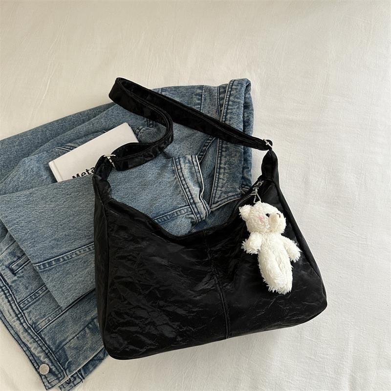Spacious Casual Shoulder Bag For Women 2024 Trendy Solid Color Tote Style With Zipper Closure