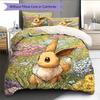 Eevee Pattern Bedding Quilt Set Home Decoration Gift (1 * Duvet Cover + 2 * Pillowcase Without Core)
