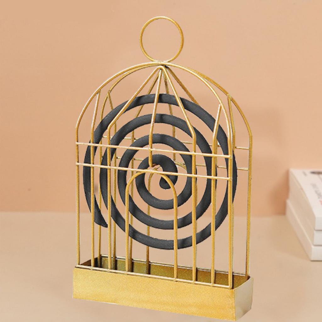 Metal Birdcage Coil Holder Portable Retro Hanging Birdcage Coil Holder Incense Coil Holder for Home Bedroom Living Room