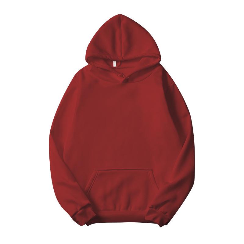 European and American Women's Loose Plus Size Fleece-Lined Hooded Sweatshirt, Solid Color, Long Sleeve, New Autumn/Winter Style.