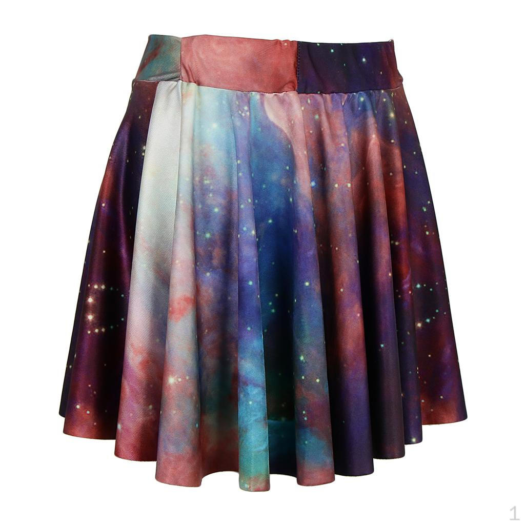 3D Cosmos Graphic Pleated Mini Skirt Casual A Line Short Dress For Women Girls Cosmos 2