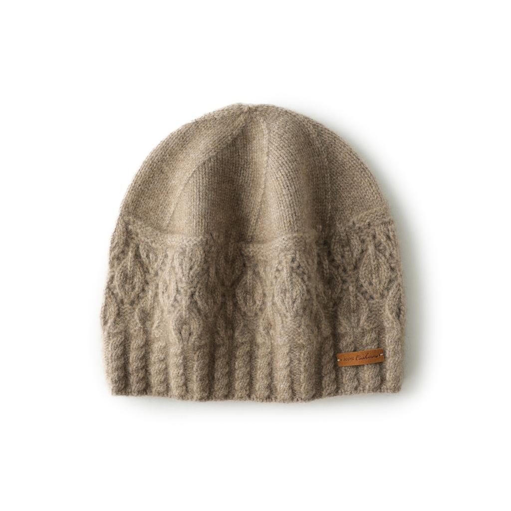 Thickened% Pure Cashmere Knitted Hat Children's Solid Color Twisted Baotou Hat Warm Ear Protector Wool Hat Versatile Hat