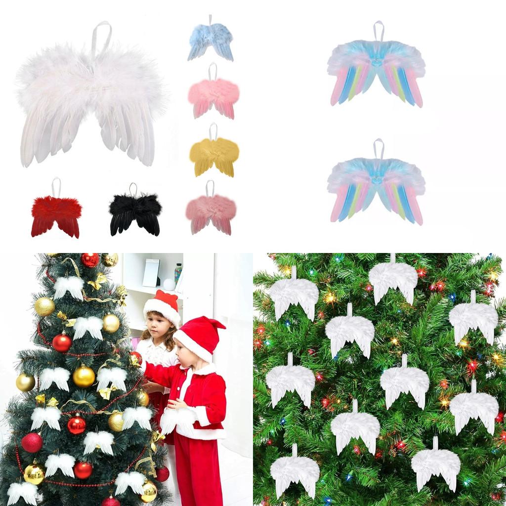 5pcs Angel Wings Christmas Feather Baubles Tree Hanging Ornament Diy Decor Craft