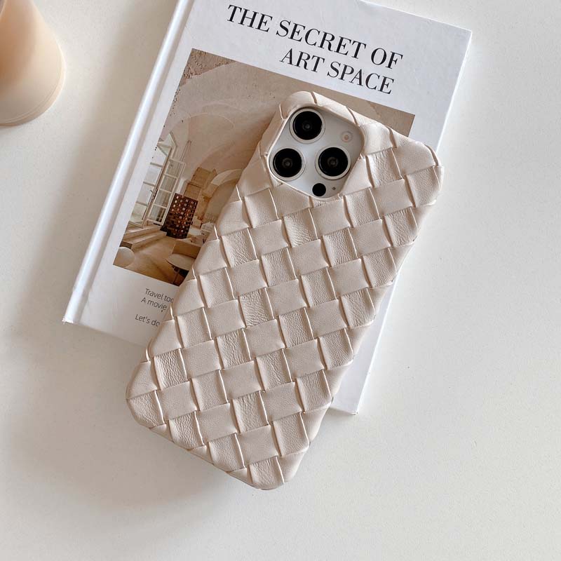Luxury Braided Pattern Leather Cover for IPhone 17 16 15 14 13 Pro Max 16Pro 15Promax Soft Silicone Shockproof Back Case Caque