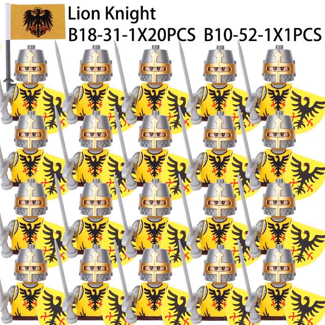 Military Building Blocks Solider Figures Gifts Toys Movie Science Fiction Series Medieval Knight Legion Weapons Shield Flag MOC