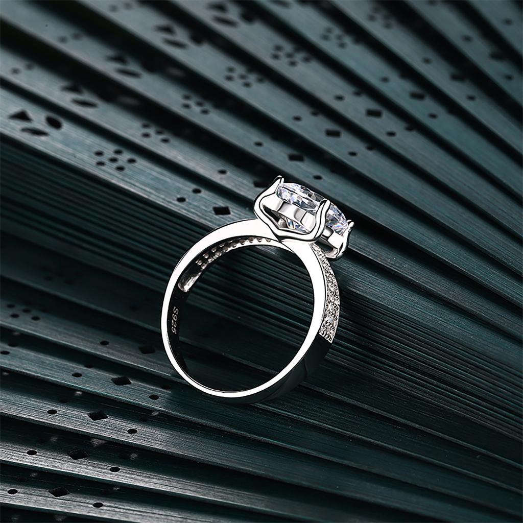 Tancise Women Classic 925 Sterling Silver  Zircon Ring Ladies Jewelry Wedding Promise Party Gift
