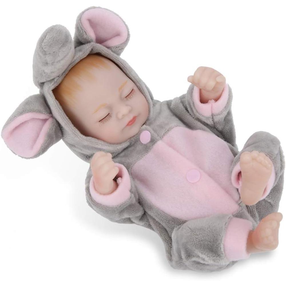 Mini reborn panenky Měkké silikonové realistické zavírací oči Dárek pro panenky pro děti a dospělé