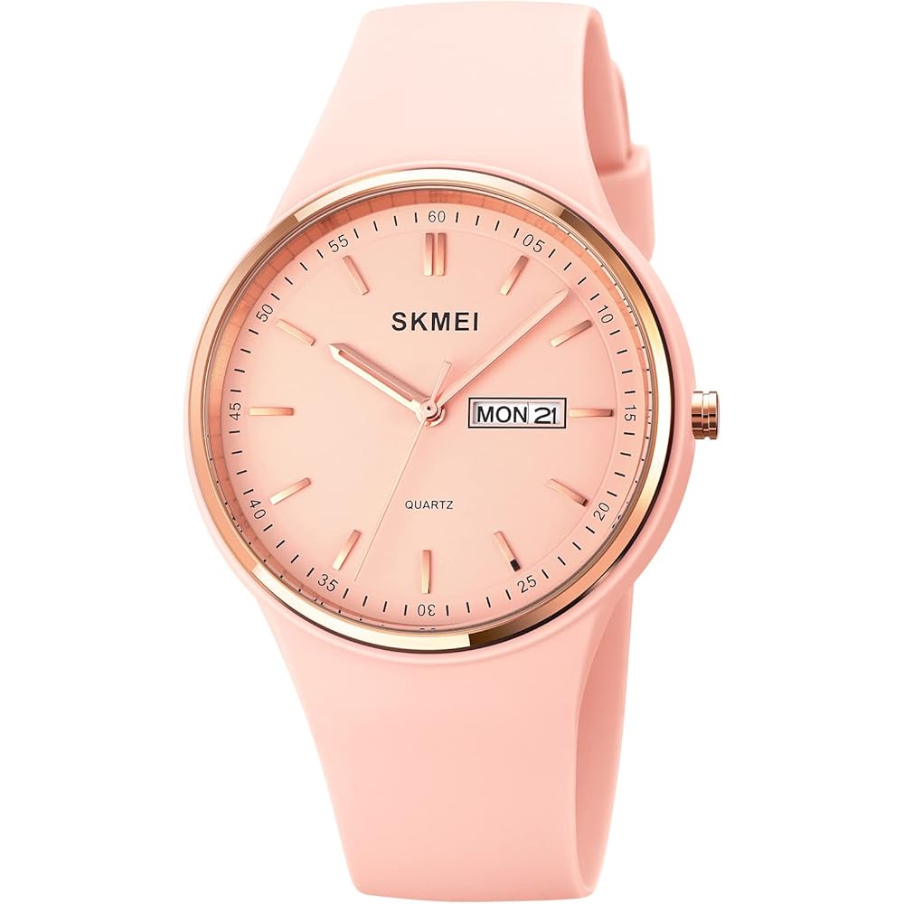 SKMEI Women s Analog Quartz Watch Pink Waterproof Silicone Casual Sports Stylish Large Size