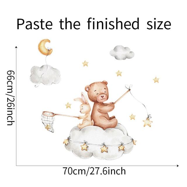 

Милый мультяшный медведь, кролик, звезда, луна, наклейки на стену для детской комнаты, Настенный декор для детской комнаты, обои для девочек и мальчиков, спальня, детская наклейка