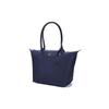 Longchamp Le Pliage Green Logo Ricamato del Marchio Tela e Pelle Borsa a Mano a Spalla Grande Borse da Donna Blu Navy 1899919P68